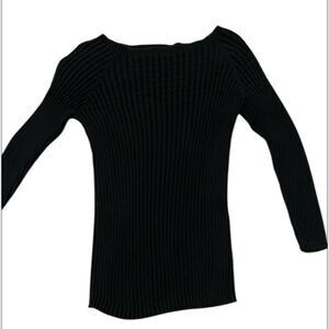 Talbots petite size small 3/4 sleeve ribbed boatneck black sweater EUC